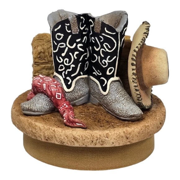Vintage Our America Gift Cowboy Boots Candle Topper Western Themed Home Decor - Picture 1 of 10